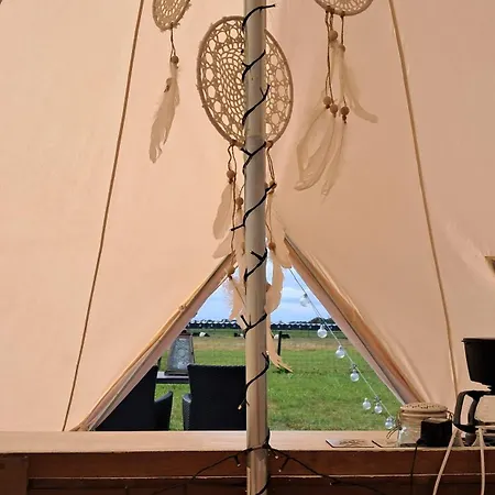 Campismo de Luxo Glamping Tent Met Prive Sanitair